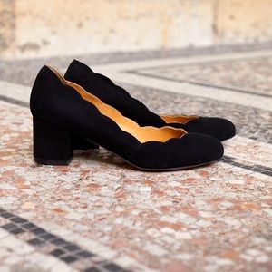 Sezane scallop low Palermo Babies black pumps